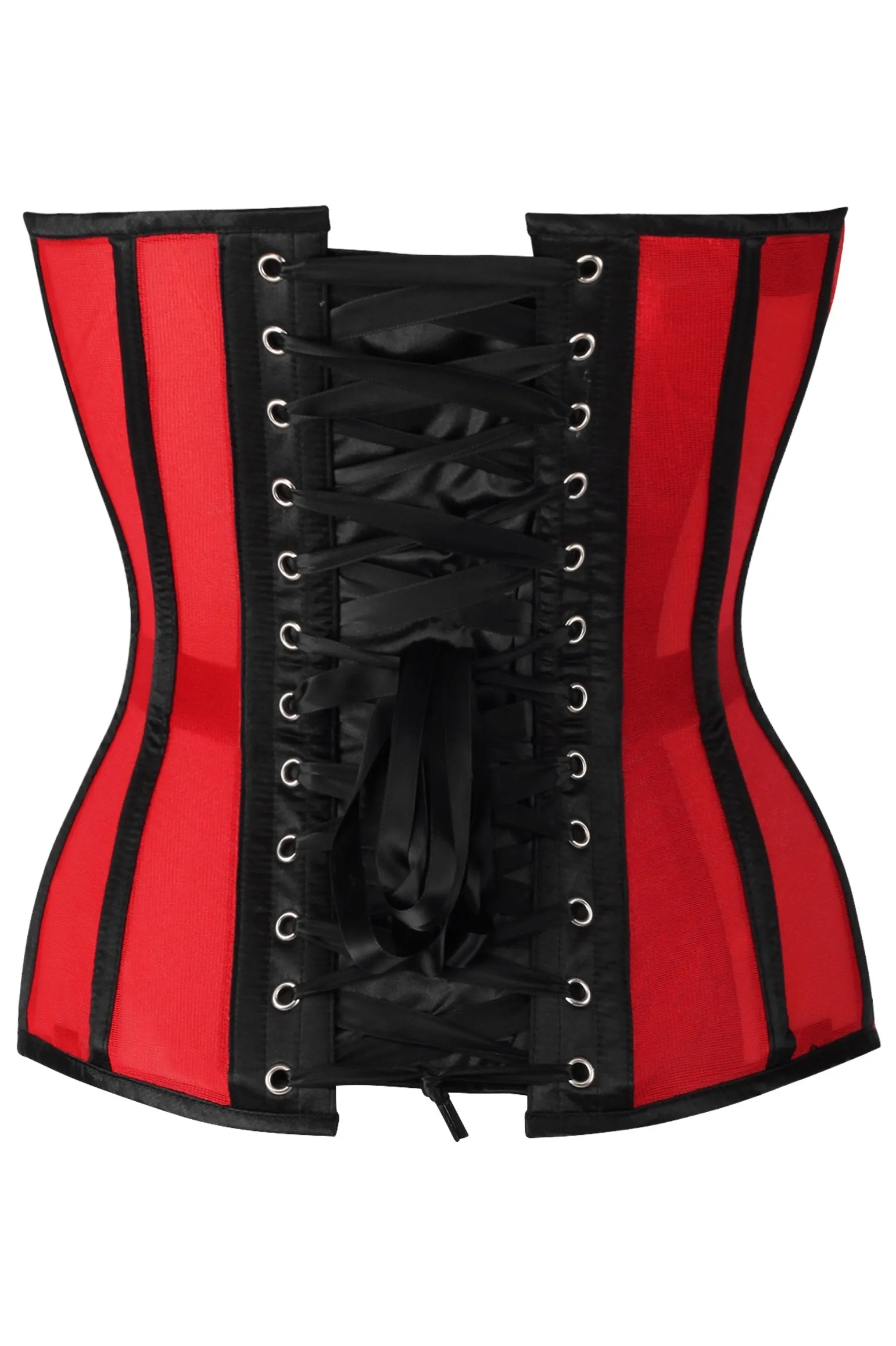 Luxury Red & Black Satin Pin-Up Corset with Steel Boning