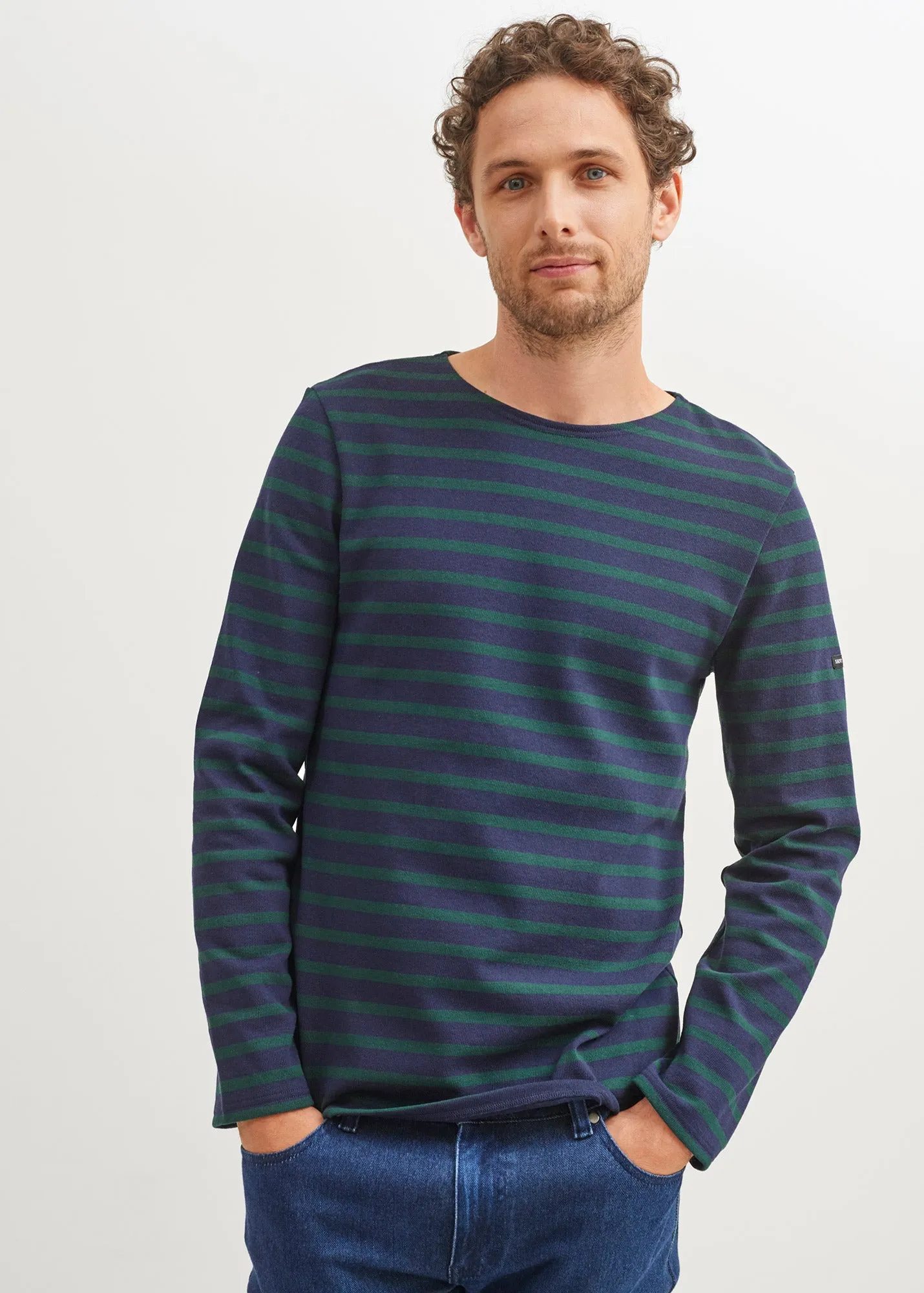 MERIDIEN MODERNE - Original Breton Shirt | Heavyweight Cotton | Men Fit (NAVY / PINE GREEN)