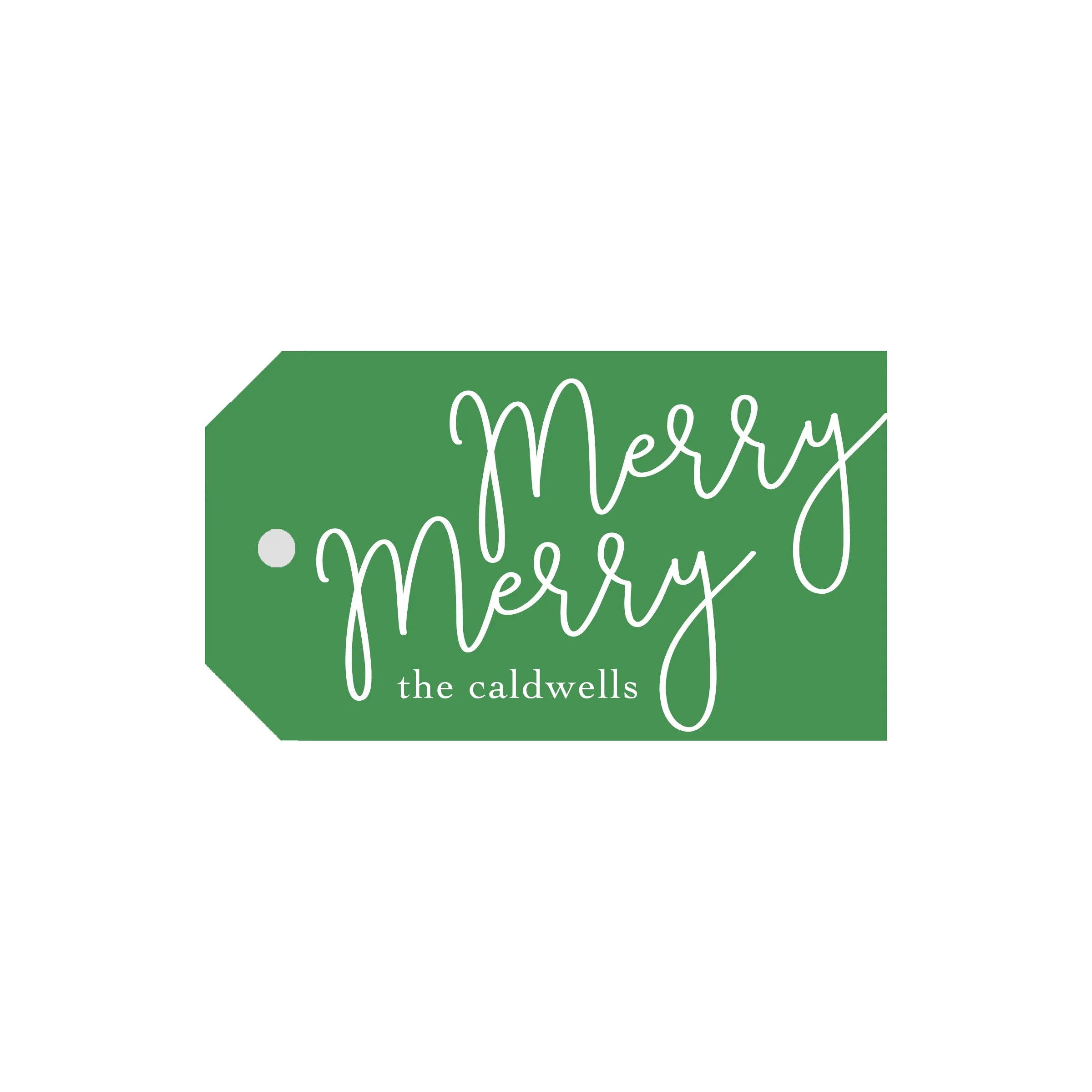 Merry Merry Personalized Angled/Drilled Gift Tags- Green