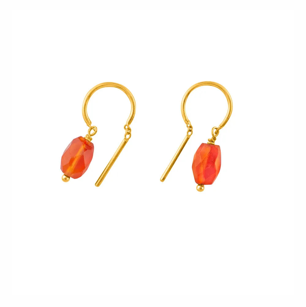 Optimized Title: Elegant Carnelian and Gold Oblong Stony Dancer Threaders - 3/4 inch Length