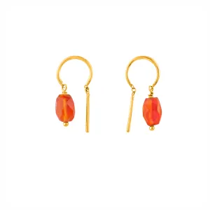 Optimized Title: Elegant Carnelian and Gold Oblong Stony Dancer Threaders - 3/4 inch Length