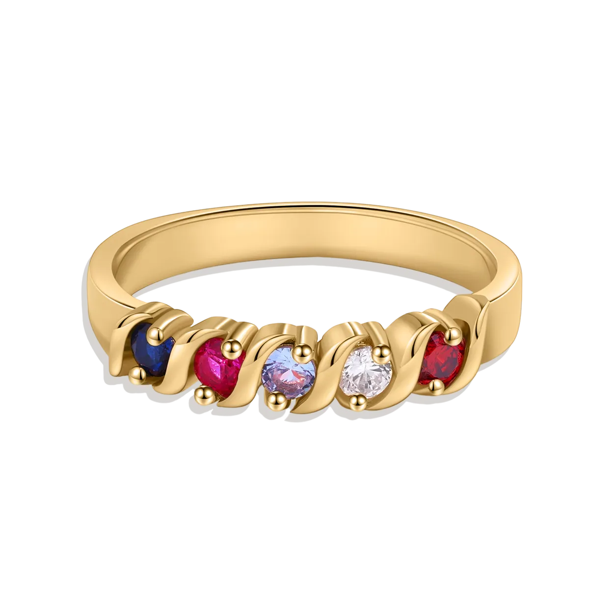 Personalized Birthstones Wave Ring