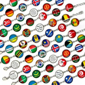 Customizable World Flags Travel Charm Bracelet - Personalize Your Own Country Flag Charms!