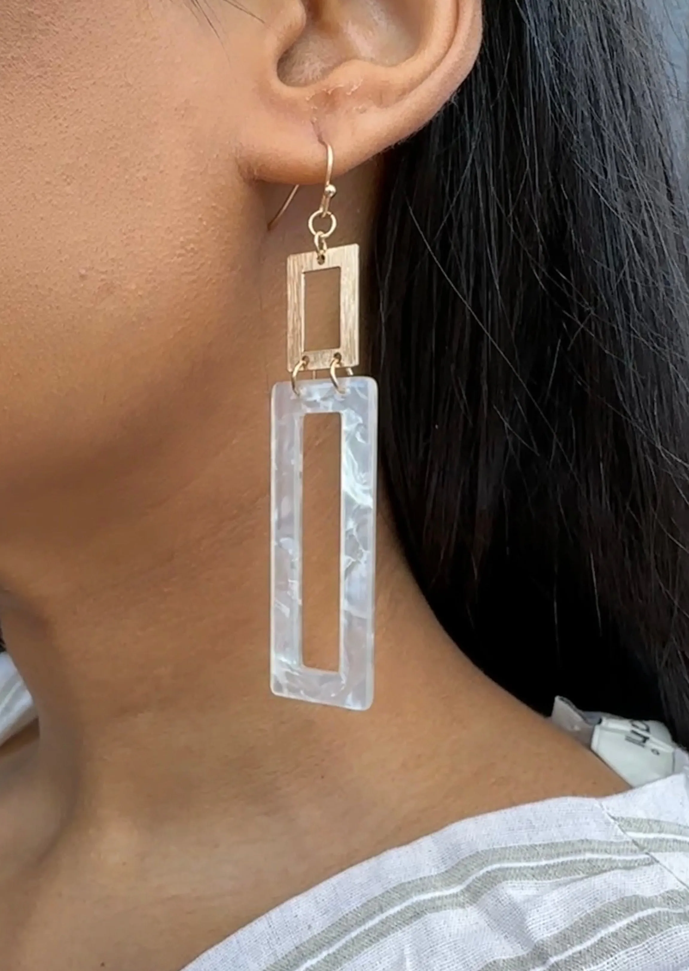 Rectangle Dangle Earrings - Iridescent