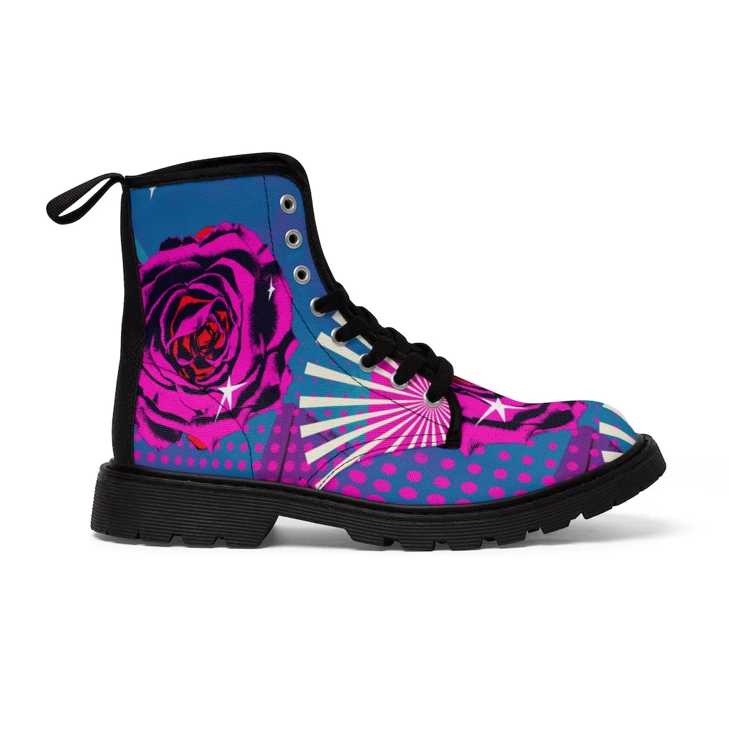 Retro rose Women's Canvas Boots