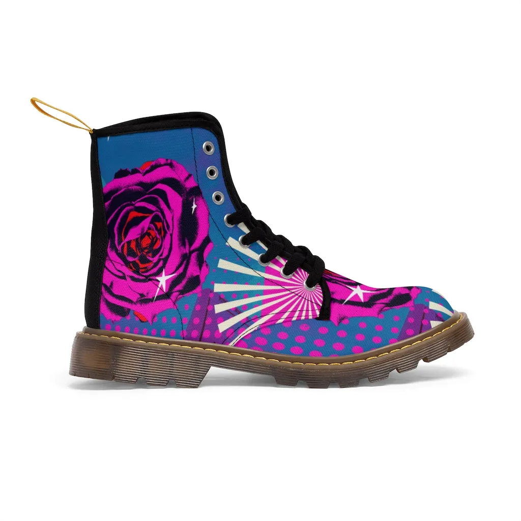 Retro rose Women's Canvas Boots