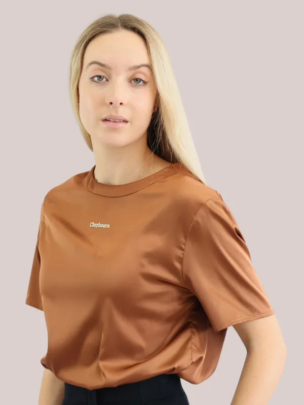 Satin Crew Neck Top