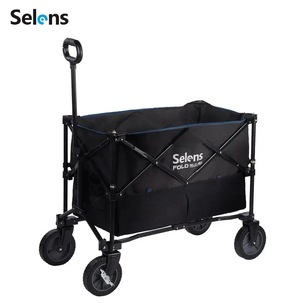 Selens Folding Outdoor Cart Beach Wagon with Big 360 Universal  Wheels Storage bags for Photography Camping and Picnic