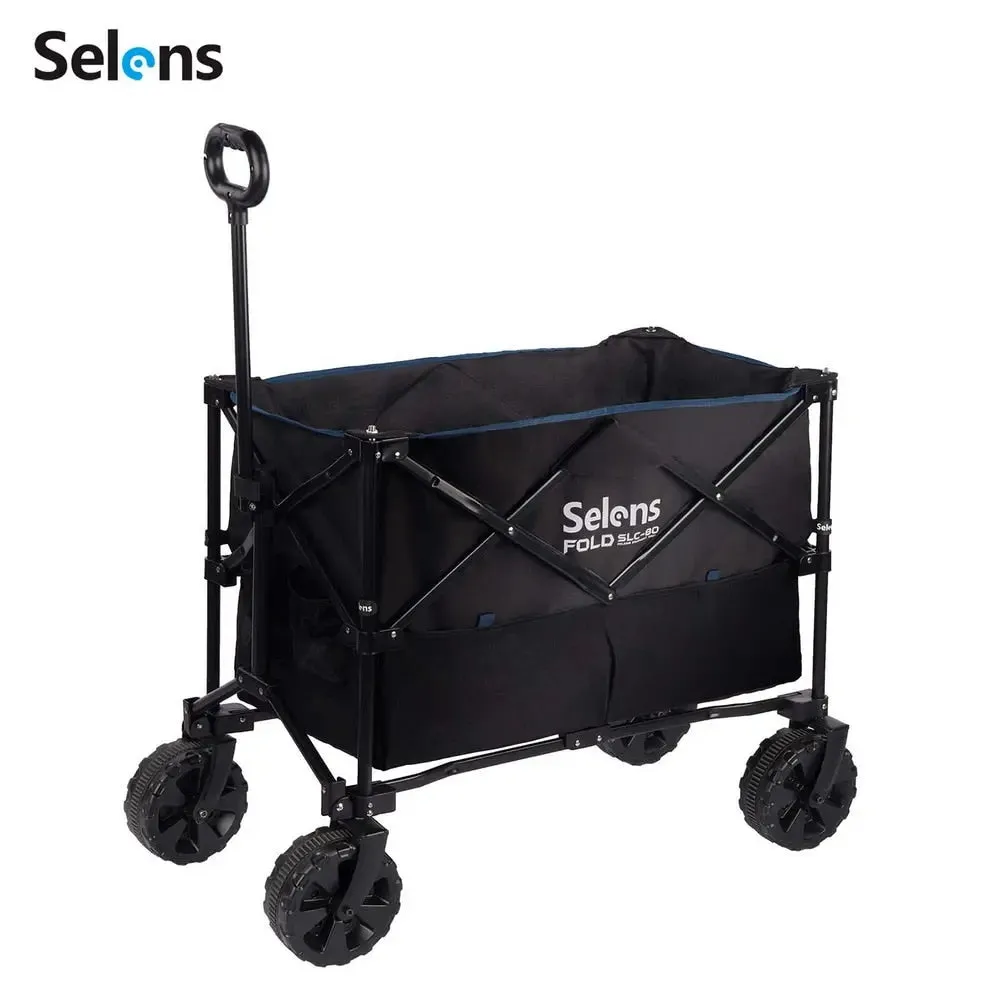 Selens Folding Outdoor Cart Beach Wagon with Big 360 Universal  Wheels Storage bags for Photography Camping and Picnic