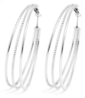 Silver Tone Triple Hoop Earrings