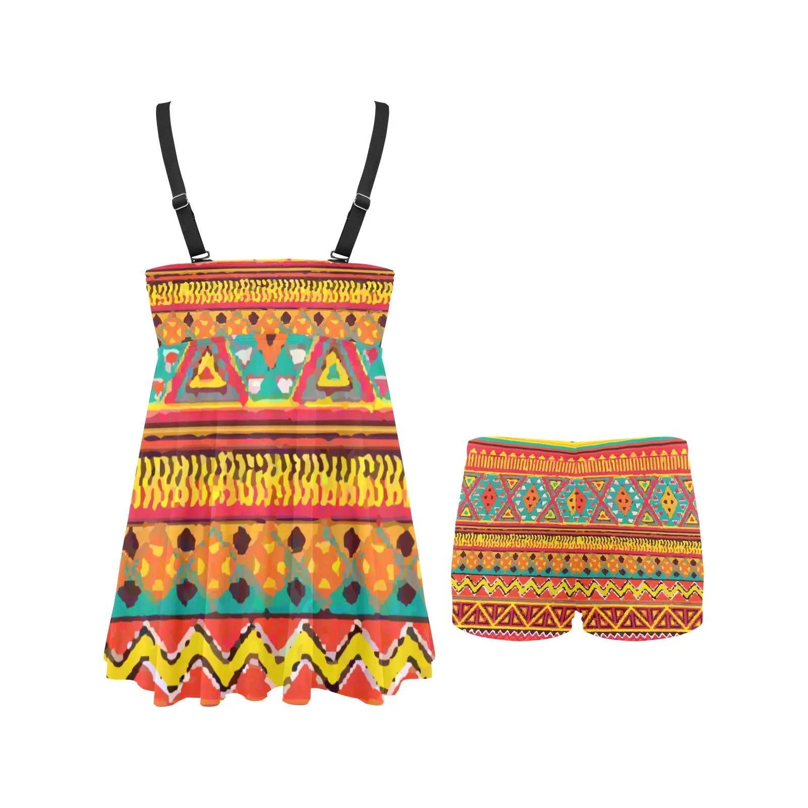 Southwest Chest Pleat Swim Dress