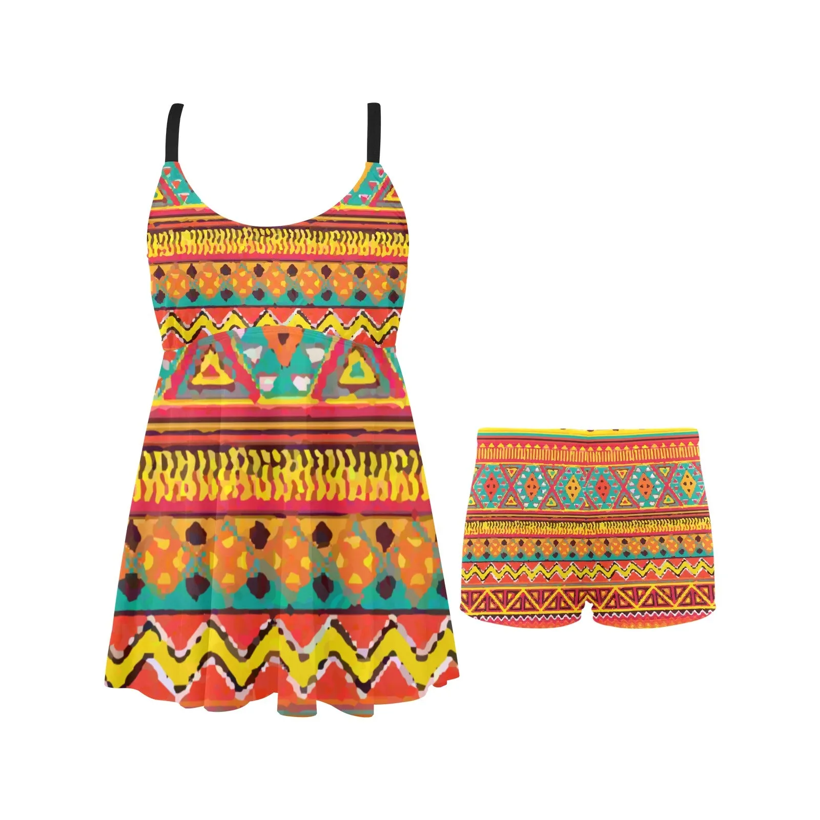 Southwest Chest Pleat Swim Dress