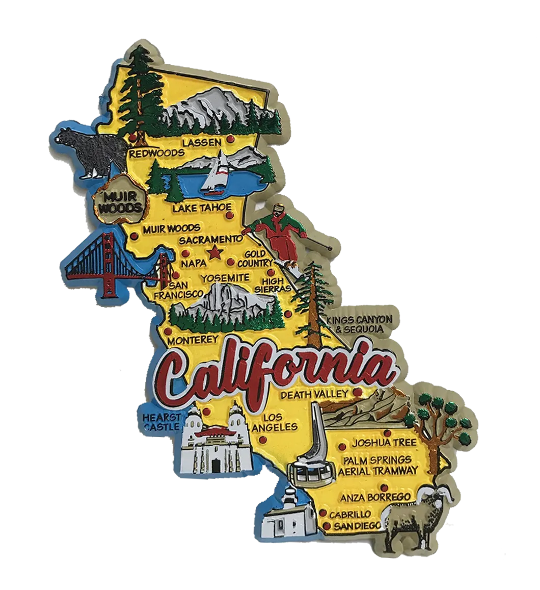 Souvenir Magnet California State Map