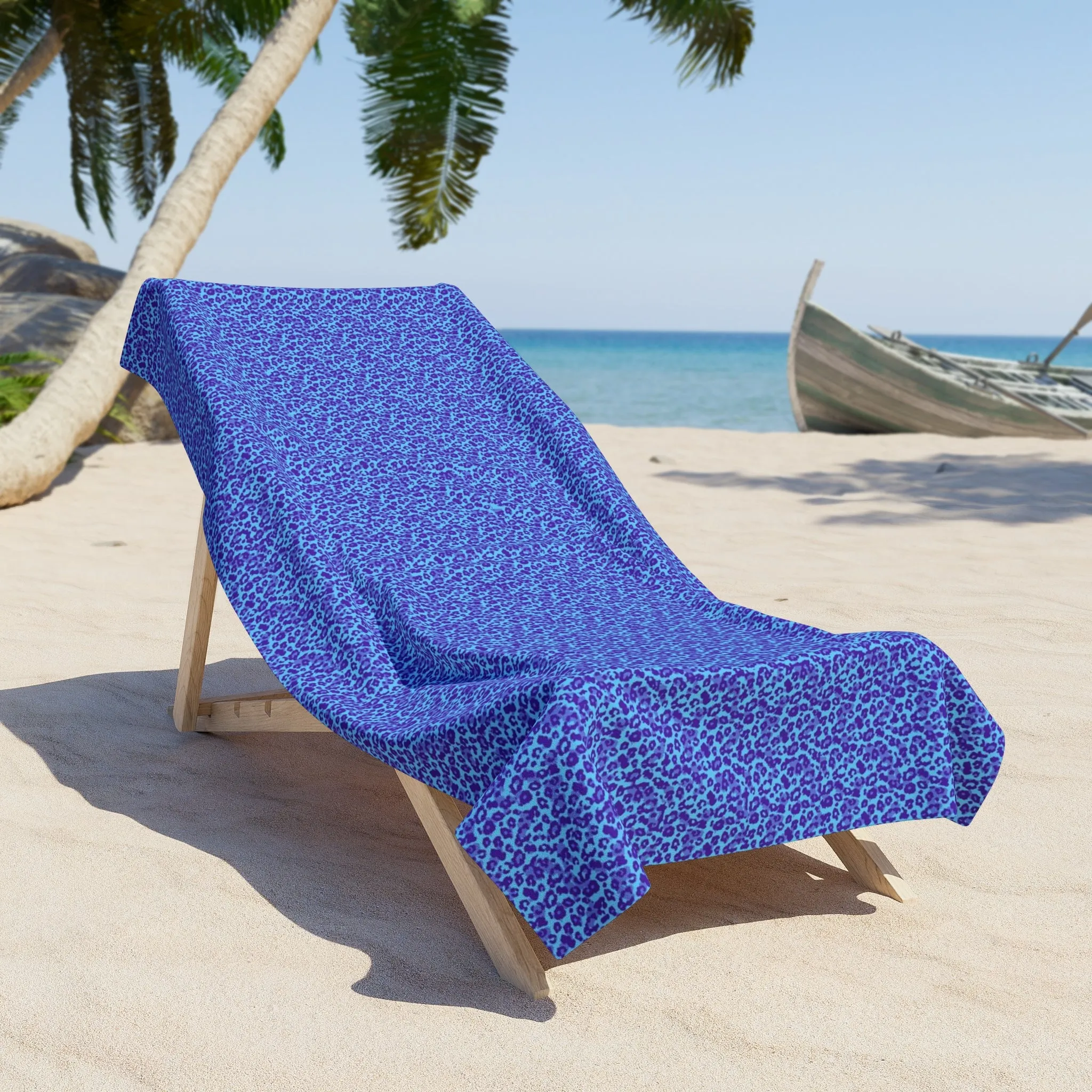 Vampire Art Blue Leopard Pattern Beach Towel