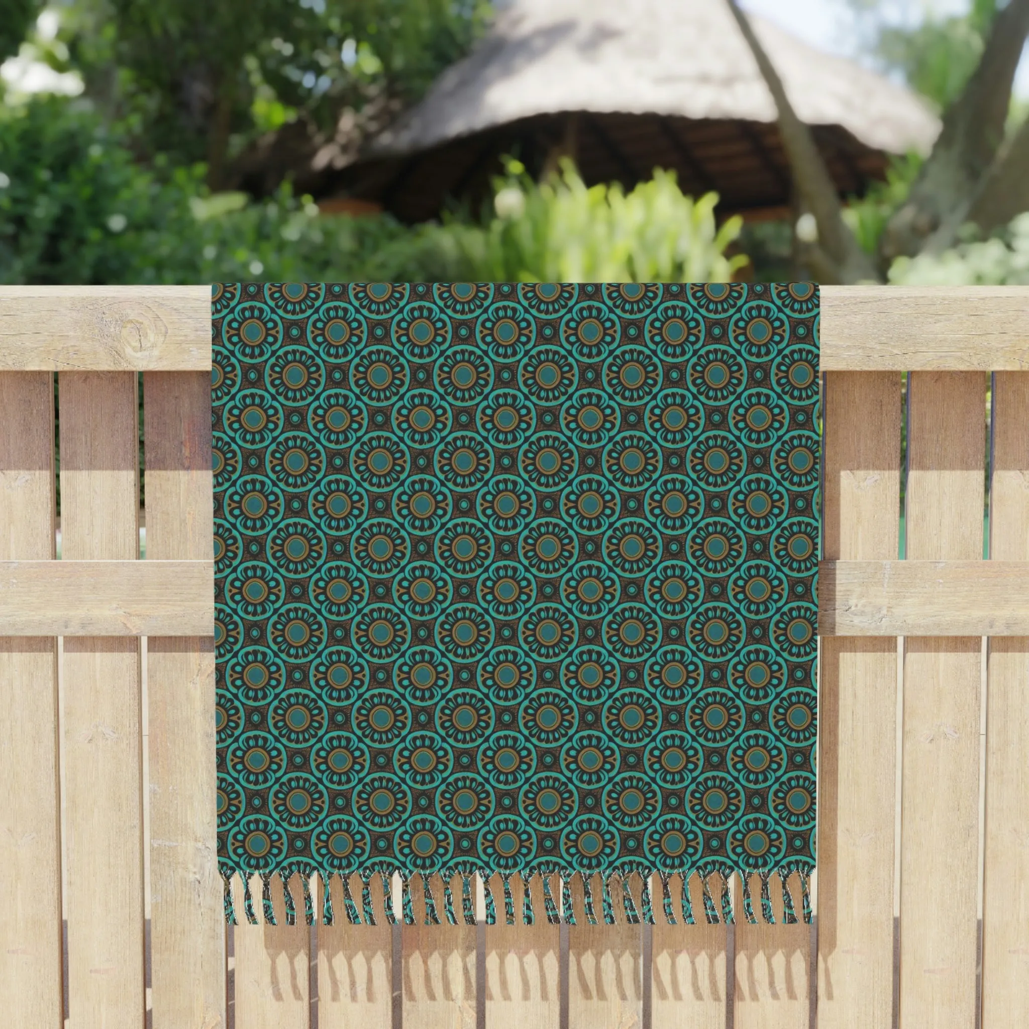 Vampire Art Grunge Boho Beach Cloth Towel - Sixties Teal Wheel