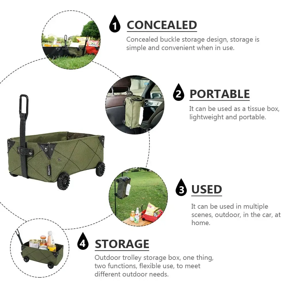 Versatile Storage Wagon Bags | Outdoor Utility Cart with Wheels | Perfect for Beach, Camping, and Shopping | Convenient Folding Design