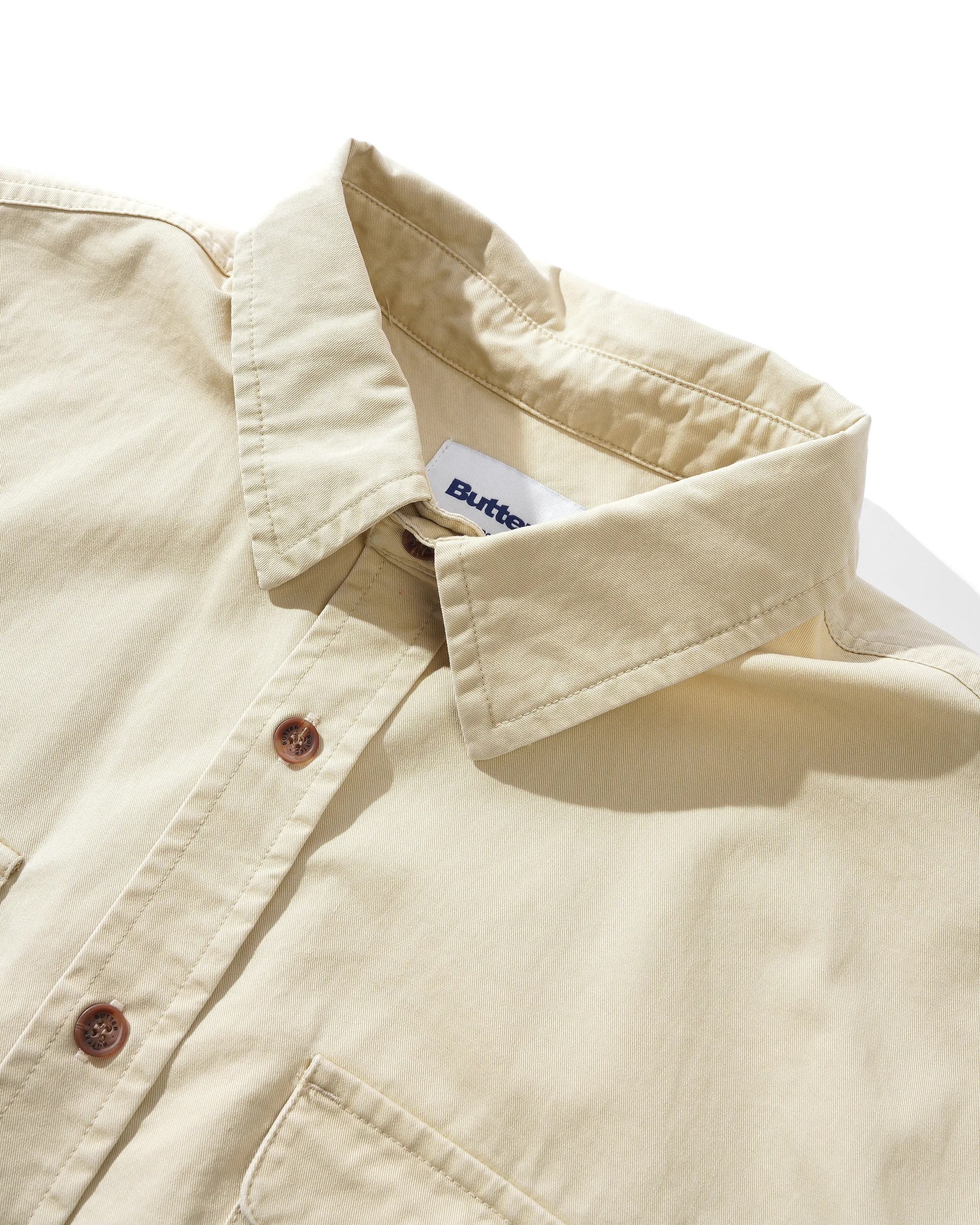 Washed Pocket L/S Shirt, Khaki