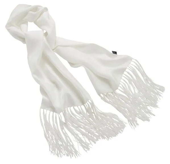 WHITE SATIN SILK SCARF